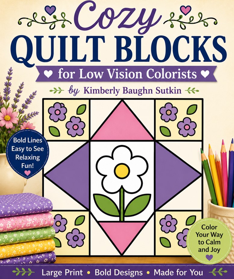 Cozy Quilt Blocks Low Vision Coloring Book