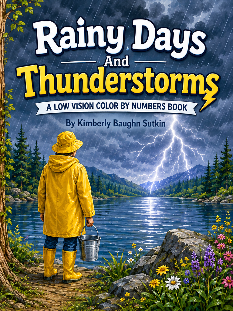 Rainy Days And Thunderstorms - A Low Vision Color By Numbers Book